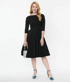 Unique Vintage Black Devon Swing Dress