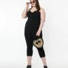 Clothing Unique Vintage Plus Size 1950s Black Halter Marcel Jumpsuit