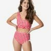 Coral Reef Swim Retro Style Red & White Gingham Ruffle Swim Bottom Swimwear
