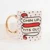 Unique Vintage Pink Chin Up Ceramic Mug