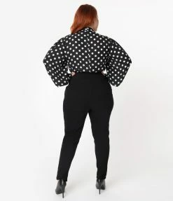 Clothing Unique Vintage Plus Size 1950s Black High Waist Rizzo Cigarette Pants