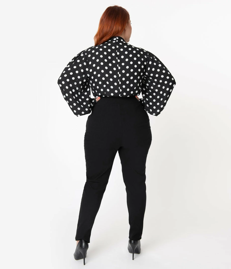 Clothing Unique Vintage Plus Size 1950s Black High Waist Rizzo Cigarette Pants