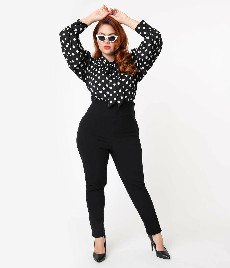 Clothing Unique Vintage Plus Size 1950s Black High Waist Rizzo Cigarette Pants