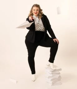 Clothing Unique Vintage Plus Size 1950s Black High Waist Rizzo Cigarette Pants