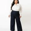Clothing Unique Vintage Plus Size Blue Denim High Waist Ginger Jeans