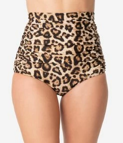 Unique Vintage Leopard Print Monroe High Waist Swim Bottom