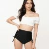 Swimwear Unique Vintage White Ruffle Encinitas Swim Crop Top