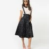Collectif 1950s Black & Multicolor Stars Alexa Suspender Swing Skirt