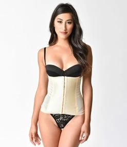 Clothing Unique Vintage 1950s Beige Stretch Waist Cincher