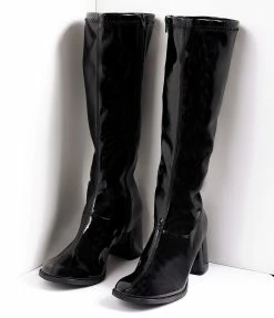 Pleaser Shoes Black Patent Knee High Go Go Boots