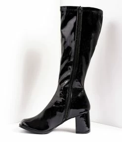 Pleaser Shoes Black Patent Knee High Go Go Boots