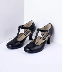 Pleaser Flapper Black T-Strap Mary Jane Heels
