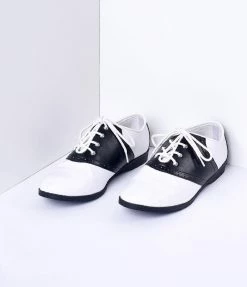 Pleaser Black & White Classic Lace Up Saddle Shoes
