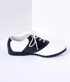 Pleaser Black & White Classic Lace Up Saddle Shoes