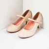 Ellie Shoes Bettie Page Beige Leatherette Bettie Retro Mary Jane Heels