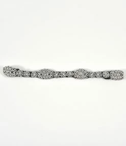 Unique Vintage Silver Beaded & Rhinestone Deco Flapper Headband