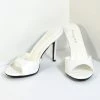 Pleaser White Matte Leatherette Peep Toe Slip On Heels Shoes