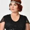 Unique Vintage Silver Beaded & Rhinestone Deco Flapper Headband