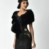 Unique Vintage Black Faux Fur Stole Clothing