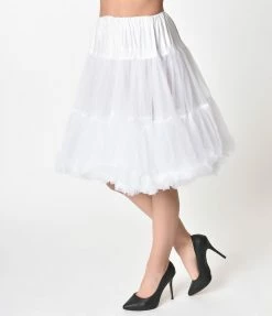 Unique Vintage 1950s White Retro Style Ruffled Petticoat Crinoline Clothing